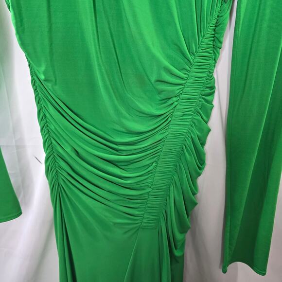 A.L.C Adeline Green Asymmetric Ruched Stretch Maxi Dress Size Medium - Picture 6 of 13